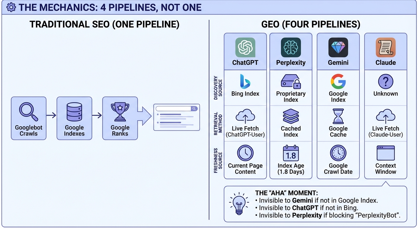 The four pipelines of generative engine optimization